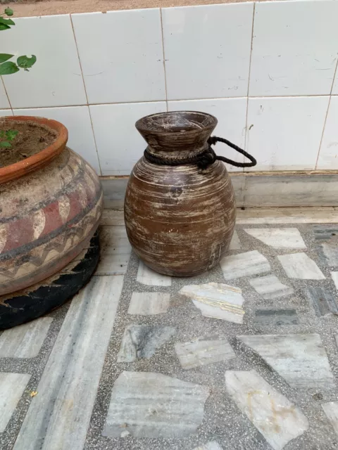 Wooden Barrel Indien Antique Wooden Pot Hand Carved Planter Pot Rice Storage