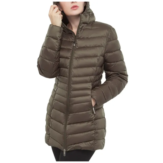 Rokka&Rolla Women's Long Puffer Jacket Lightweight Packable Winter Hooded Coat
