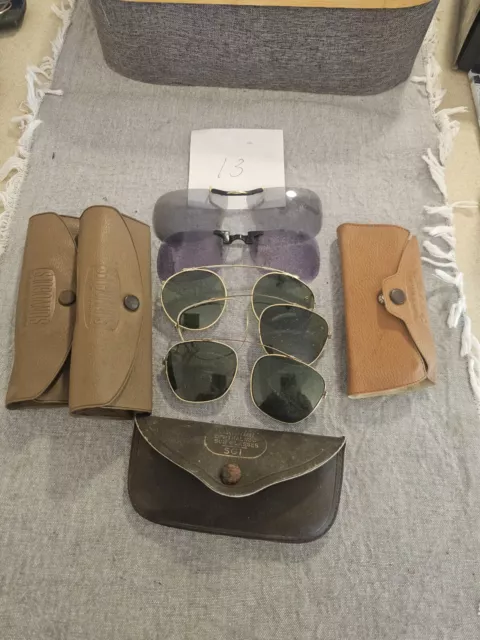 Lot of Vintage Clip-On Sun Glasses for Parts and Cases