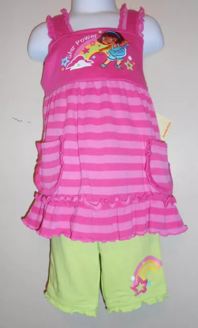 Nickelodeon Dora The Explorer Girls Star Power 2 Piece Short Set Pink 5 NWT