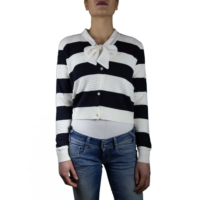 Emme Marella Incline Cardigan Maglia da Donna tg S Rigata Bianco -37%  53410485