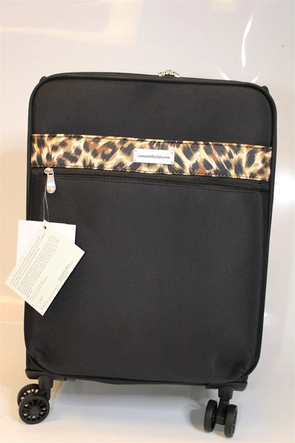 Samantha Brown NEW Black Leopard 2PC Set Carry On & Tote Luggage S7655-01-2PC