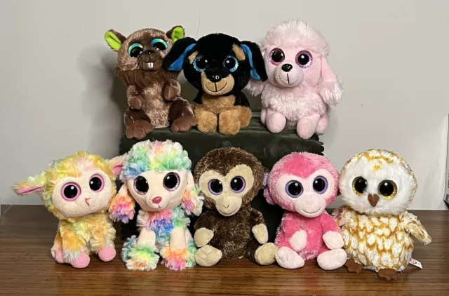 TY BEANIE BOOS PLAY LARGE BIG EYES PLUSH & OTHER STUFFED ANIMALS Lot/8 - NO TAGS