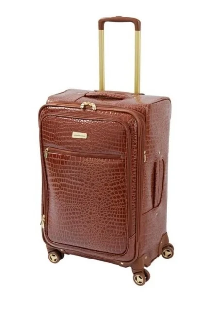 Samantha Brown 30" Spinner Luggage Durable Croco-Embossed PVC-Chestnut-NWT