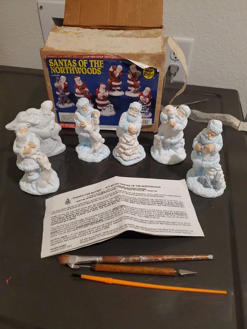 Figuras listas para pintar de Santa of the Northwoods Wee Crafts acentos ilimitados nuevo de lote antiguo