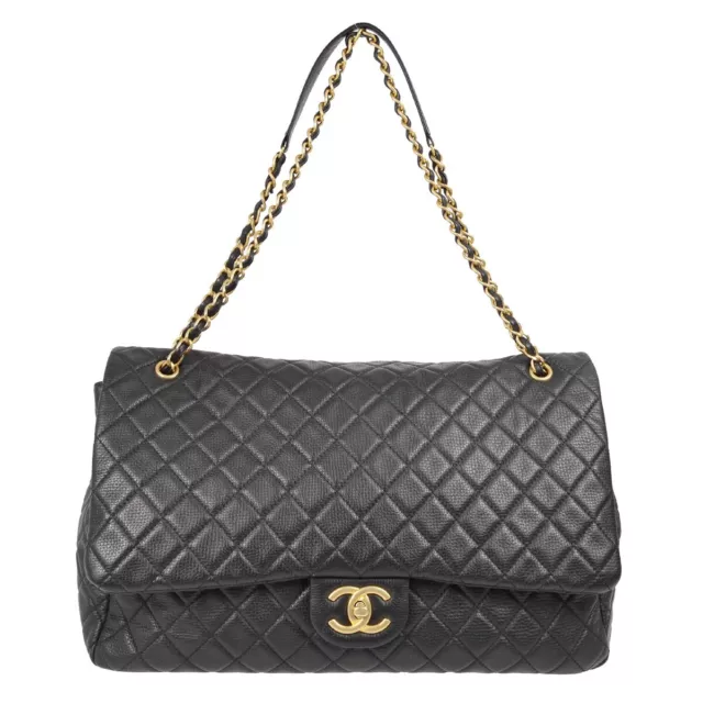 Chanel Black Calfskin XXL Single Flap Shoulder Bag 161423