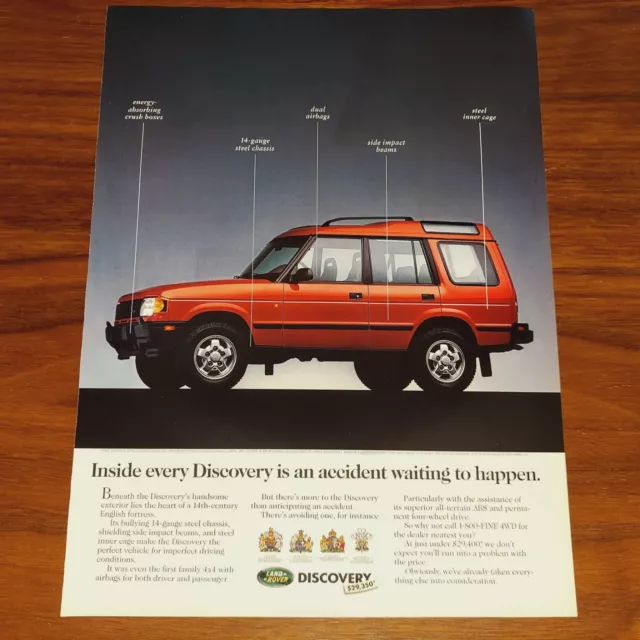Land Rover Discovery Print Ad Magazine Advertisement Accident Waiting To Happen