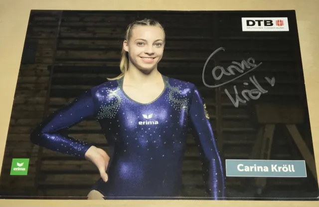Carina Kröll Original signierte Autogrammkarte DTB Turnen Autogramm Karte