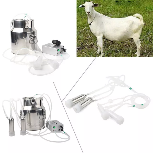 14L Upgraded Dual Head Milking Machine Vacuum Impulse Pump Steel Goat Milker