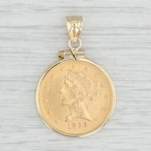 925 Sterling Silver Liberty Head Coin Shape Pendant 14k Yellow Gold Plated