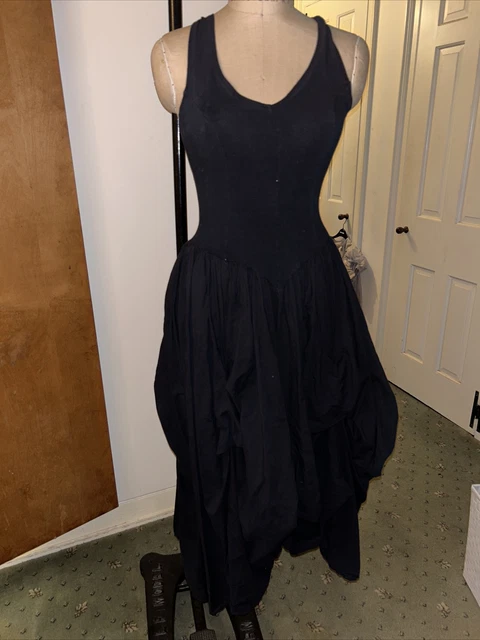 LUNA LUZ Sleeveless Tank Dress black with tiered hem sz small super flattering