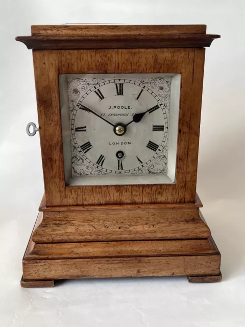 Rare Miniature Fusee Library Clock, Bracket Clock, Mantle Clock