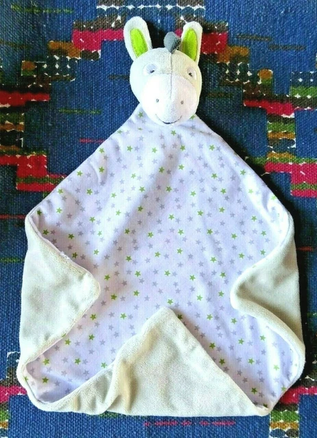 4Pa/ Doudou Plat Vertbaudet Ane Gris Blanc Vert Etoile Kom Neuf