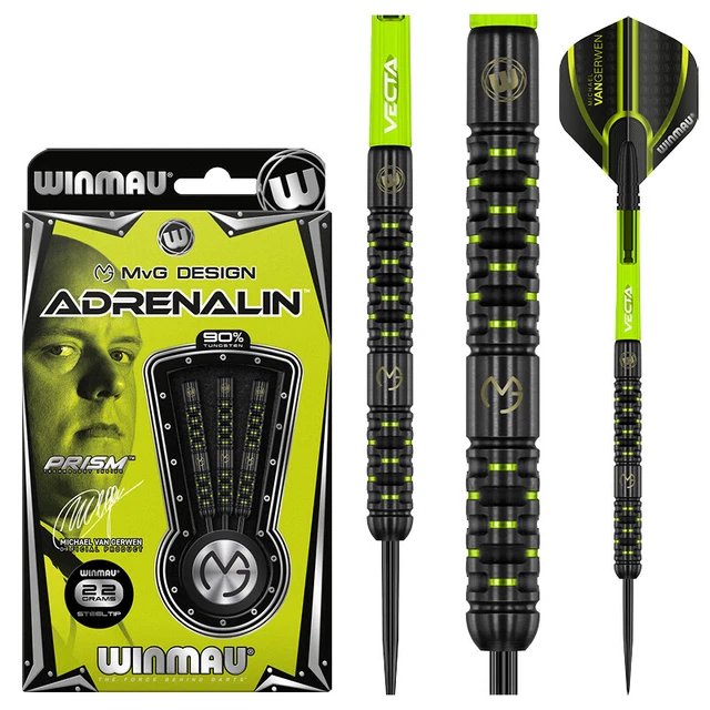 WINMAU Michael Van Gerwen, MvG Adrenalin  Tungsten Steeltip Dart Set 22g,23g,24g