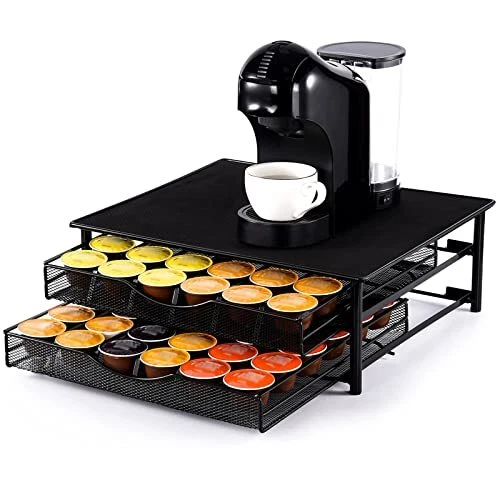 Porta Capsule Caffè Adesivo Fai Da Te, 10 Aste In Plastica, Capacità Fino A 54 Capsule, Per Nespresso E Keurig, Salvaspazio Per Cucina
