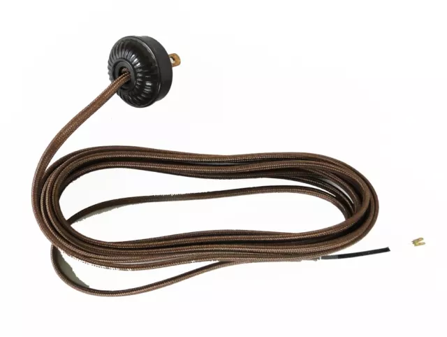 10 Ft Replacement Rayon Covered Lamp Cord with Round Bakelite Plug