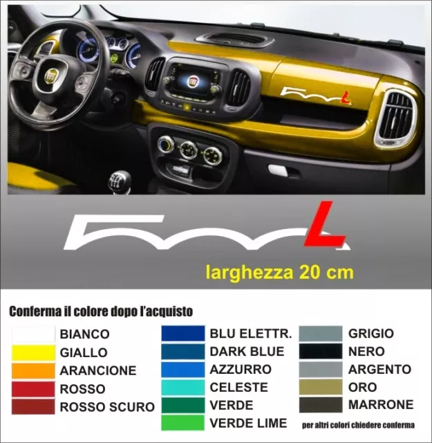 Adesivo cruscotto Fiat 500 L sticker decal pvc bicolore interni tuning auto