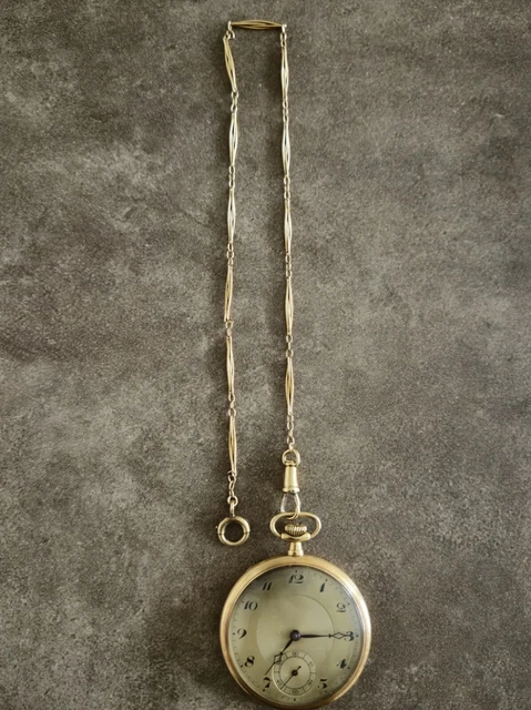 Montre Gousset Ancienne Avec Chaîne - À Réviser Ou Pour Pièces - Modèle Unisexe