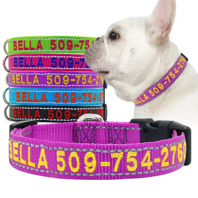 Collar Para Perro Personalizado Reflectante Bordado Nombre y Número de Teléfono