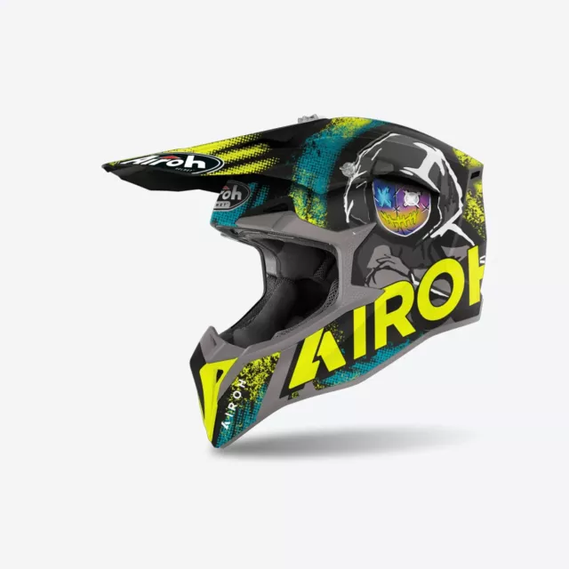 AIROH CASCO DA MOTO CROSS ENDURO MOTOCROSS 2021 WRAAP ALIEN YELLOW MATT TG  M / L