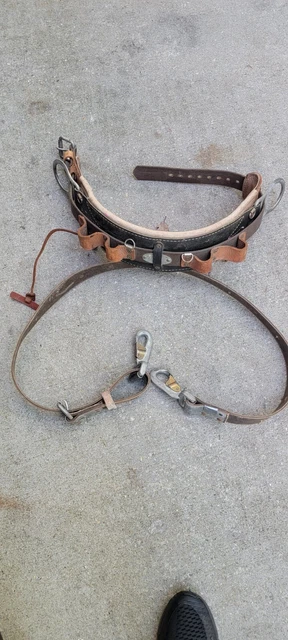 Klein Tools  5266N22 Lineman Climbing  leather Belt Sz 37-45 made in USA