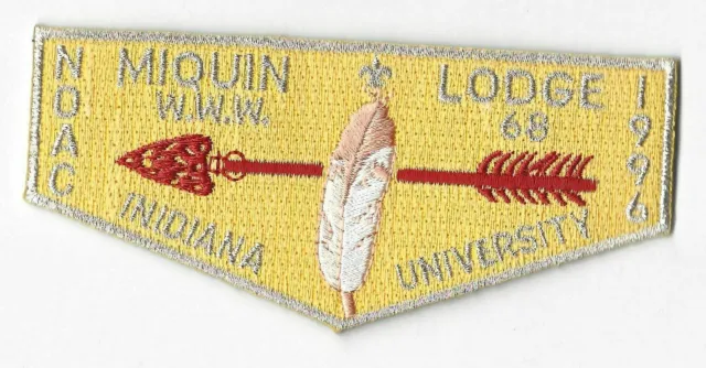 Boy Scout OA 68 Miquin Lodge 1996 NOAC Flap Silver Mylar Letters