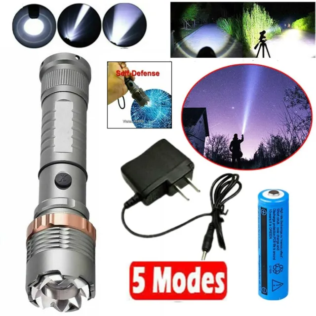 Super Bright 999000000 LM LED Torch Tactical Flashlight Lantern Rechargeable