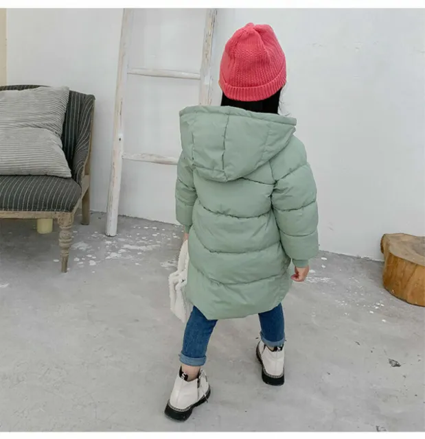 Padded Down Winter Long Jacket Hooded Parka Toddler Kid Girl Boy Outerwear Coat 5