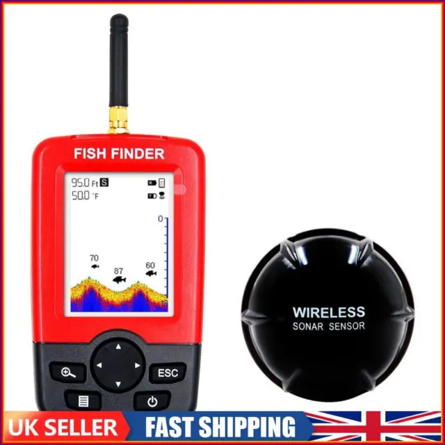 Echo Sounder Wireless Sonar Fish Finder LCD Screen 100m Depth Locator Fishfinder