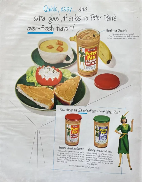 Vtg 1949 Print ad Peter Pan Peanut Butter Retro Kitchen Gift Decor MCM Food