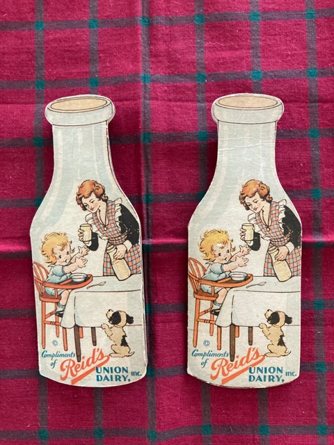 Two Vintage Reid’s Union Dairy Needle Threader Packs Advertising Milk Products