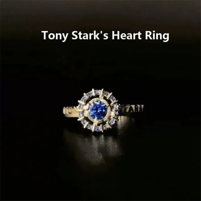 Iron Man Tony Stark's Heart Silver Arc Reactor Ring Gold Plated Jewelry Gift