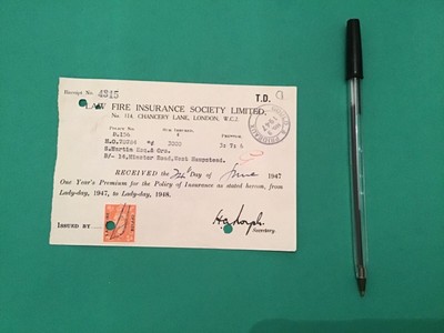 Apex Industries Ltd London 1947 stamped  receipt R35549 