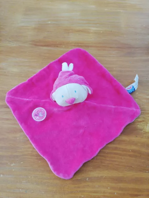 Doudou Sucre D'orge Poussin Oiseau Canard Rose Carré Plat