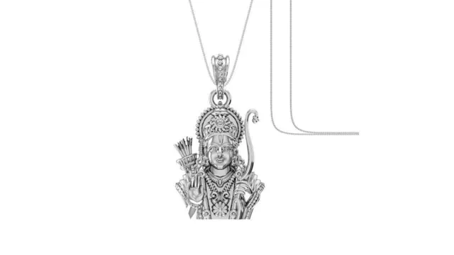 Sterlingsilber 92.5% Purity God Shri RAM Anhänger Kette für Herren & Damen
