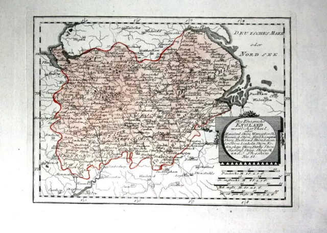 Env. 1780 - Royaume-Uni Nottingham Birmingham Derby Gravure sur Cuivre Reilly