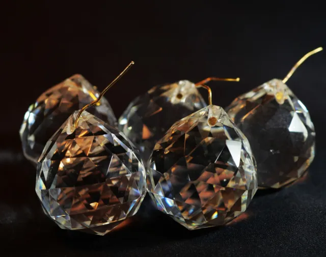 lot de 5 boules en verre ou cristal taillé à facettes de lustre - XX ième