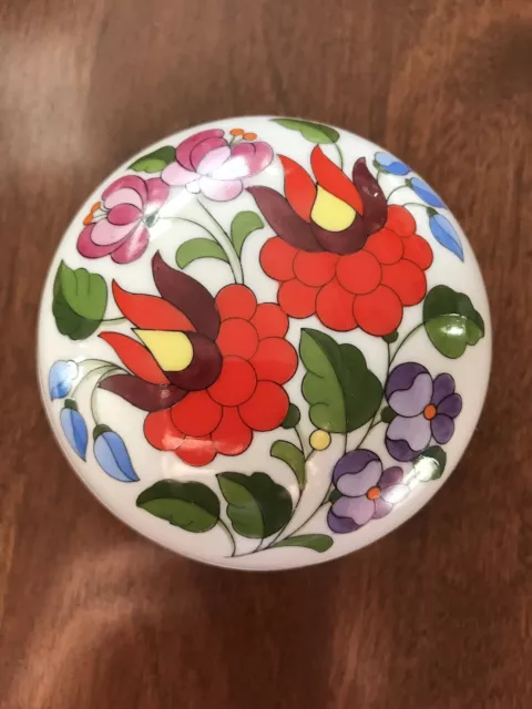 Vintage KALOCSA Hand-Painted Porcelain Box