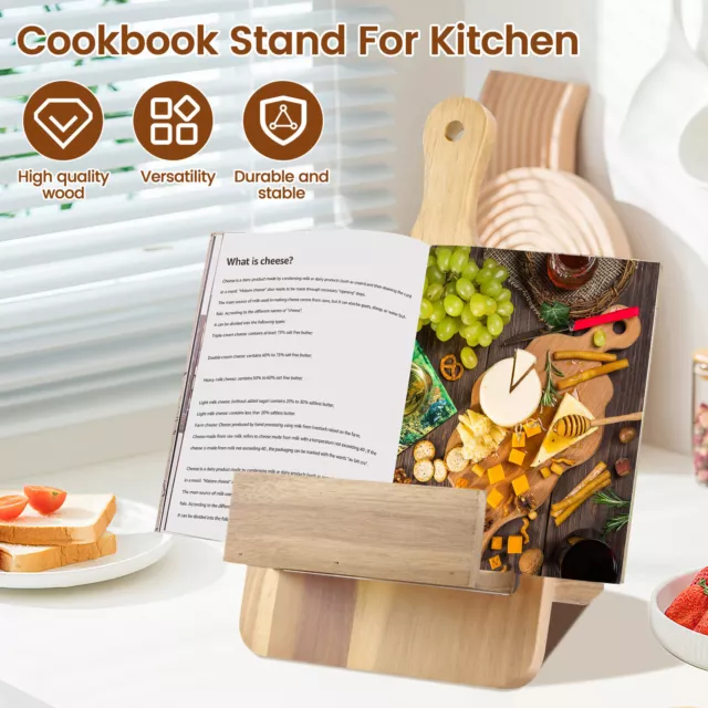 Cookbook Stand Wooden Recipe Book Holder Adjustable Cookbook Display Stand DrJjB