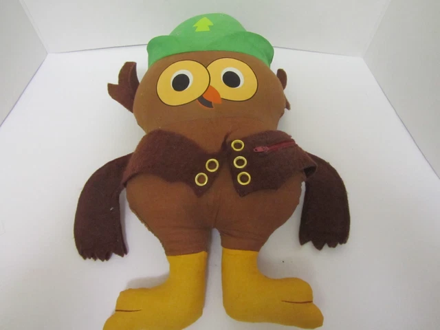 Give a Hoot Don't Pollute Small Vintage Owl Plush Stuffed Animal Doll 70's 14"