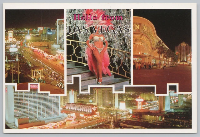 State View~Las Vegas Nevada~Neon Signs~Night Lights~Continental Postcard