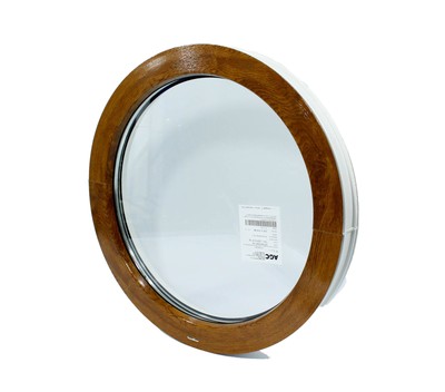 VEKA Fenêtre ronde à la française PVC Oeil de boeuf en couleur Chêne Doré effet bois 