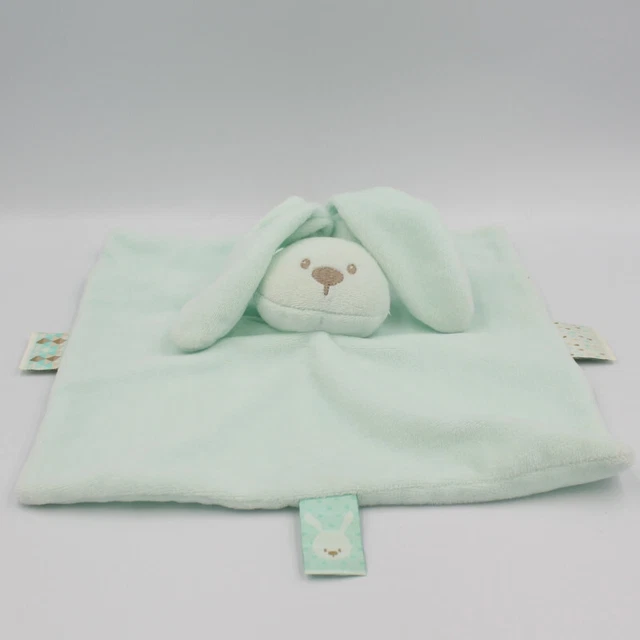 Doudou plat carré lapin vert bleu Lapidou NATTOU - 23810