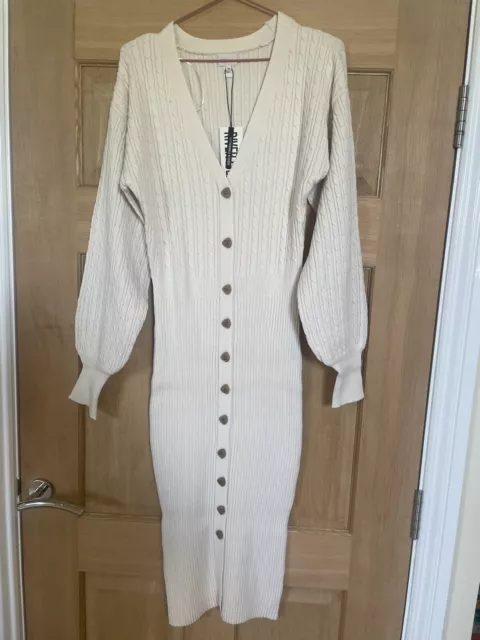 BNWT River Island Long cream Cardigan jumper dress uk 14 New