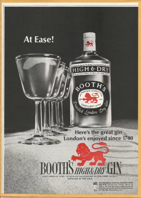 BOOTH'S High & Dry - Distilled London Dry Gin  - 1967 Vintage Print Ad