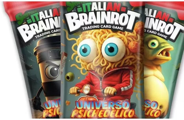 Scatola 30 Bustine Italian Brainrot Mix Psichedelico – Carte Collezionabili Con Fischietto, Per Scambi E Gioco