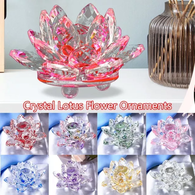 Glass Miniature Lotus Flower Decor Glass Craft Crystal Lotus Flower Figurine