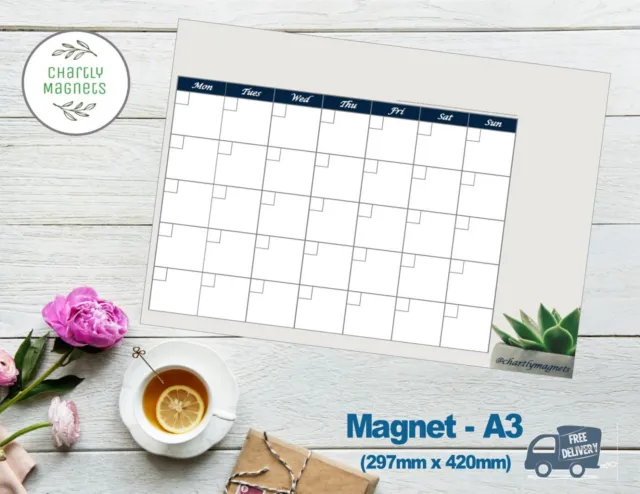 Succulent Design Calendar / Remember Fridge Magnets A3 A4 A5 Family Whiteboard