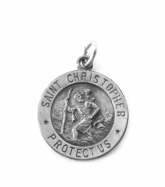 Sterling Silver 0.925 Saint St Christopher Medal Necklace Pendant Charm