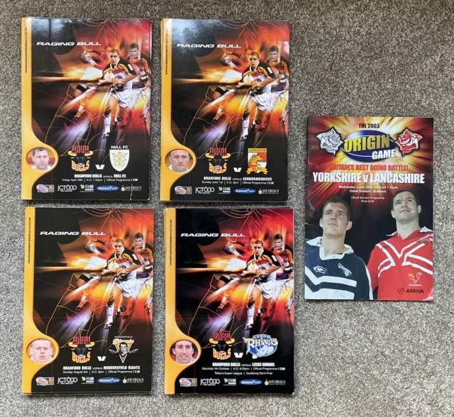 Collection of 14 Bradford Bulls home programmes season 2003 + 1 special